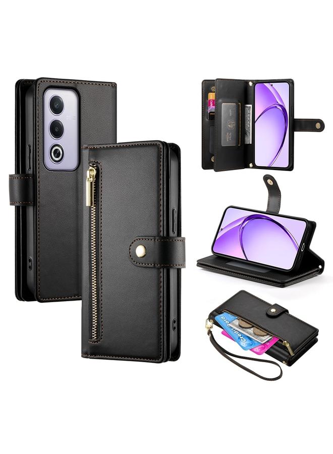 اس-توب جراب هاتف OPPO A3 Pro Global مع محفظة جلدية بتسع فتحات للبطاقات وسحاب - Image 1