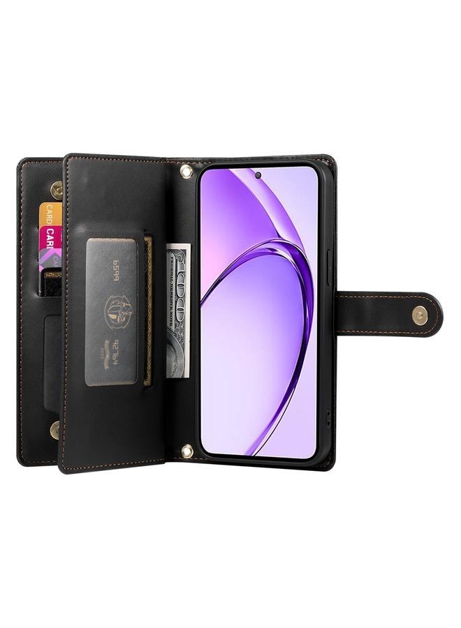 اس-توب جراب هاتف OPPO A3 Pro Global مع محفظة جلدية بتسع فتحات للبطاقات وسحاب - Image 3