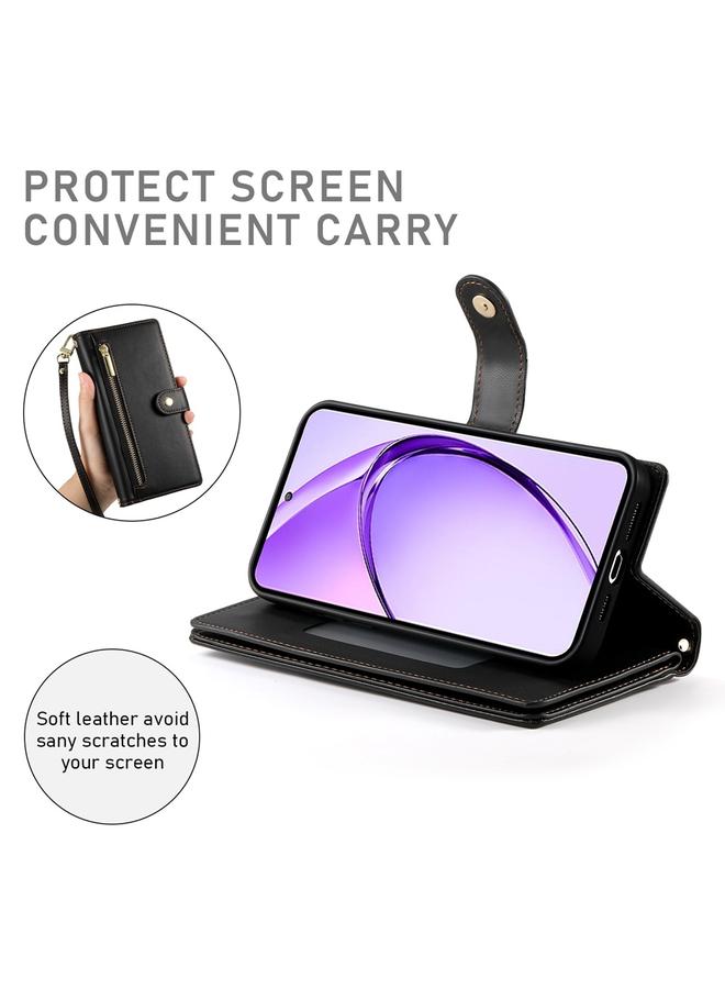 اس-توب جراب هاتف OPPO A3 Pro Global مع محفظة جلدية بتسع فتحات للبطاقات وسحاب - Image 4