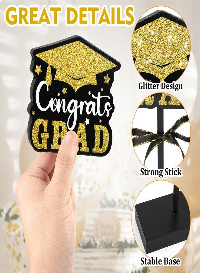 Sereliy 2026 Graduation Table Decorations Wooden Sign, 3Pcs Black and Gold Graduation Tiered Tray Decor, Shiny Class of 2026 Sign (Black.2026) - Image 4