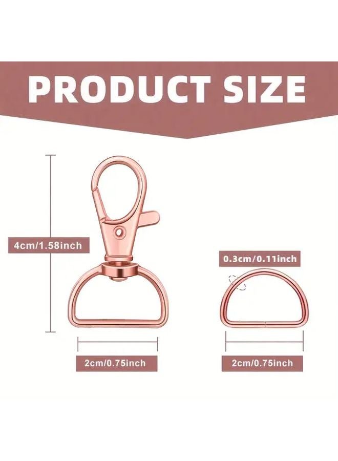 10pcs Rose Golden D Shape Lobster Clasp Keychain with D Ring and Key Clips DIY Craft Gift - Image 3