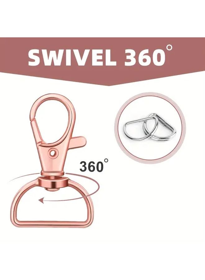 10pcs Rose Golden D Shape Lobster Clasp Keychain with D Ring and Key Clips DIY Craft Gift - Image 5