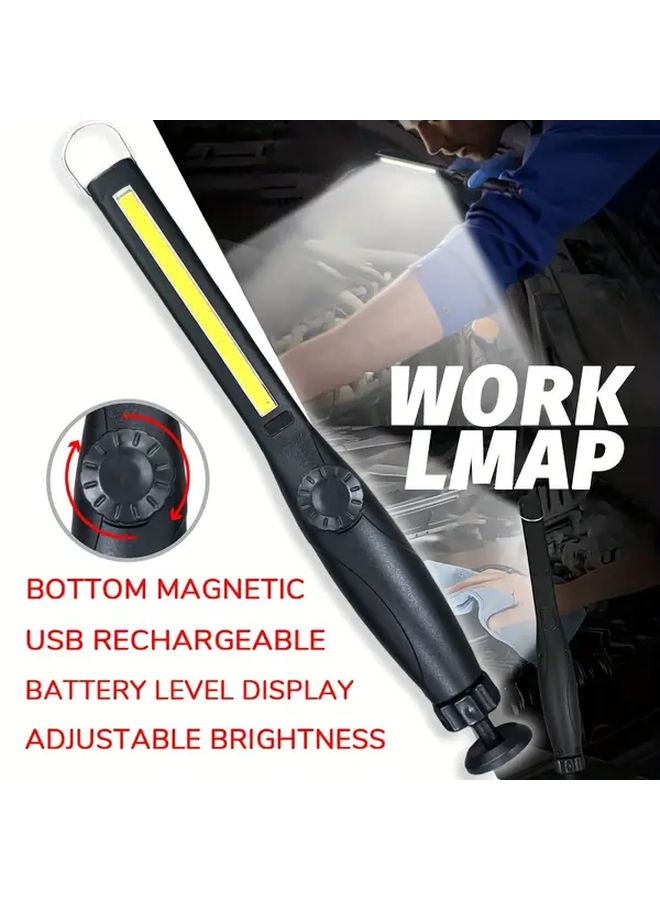 USB Rechargeable Magnetic Work Light Adjustable Brightness Hands Free Portable Flashlight - Image 3