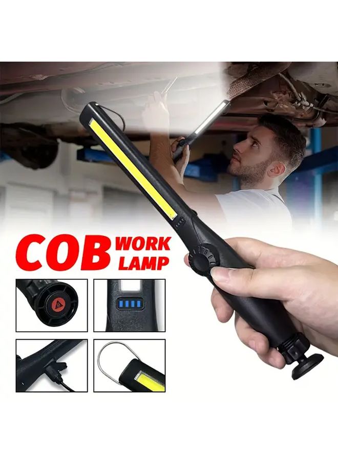 USB Rechargeable Magnetic Work Light Adjustable Brightness Hands Free Portable Flashlight - Image 2