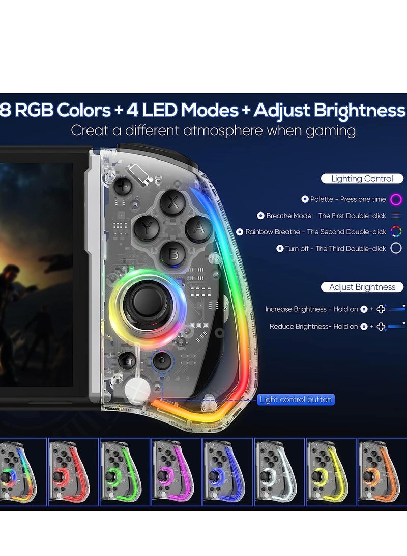 KASTWAVE وحدة تحكم سويتش لجهاز نينتندو سويتش / OLED، بديل لوحدات تحكم سويتش برو قطعة واحدة لجويكون، جهاز تحكم سويتش محمول مع 8 ألوان RGB، TURBO قابل للتعديل، اهتزاز مزدوج المحرك، زر خلفي - Image 2