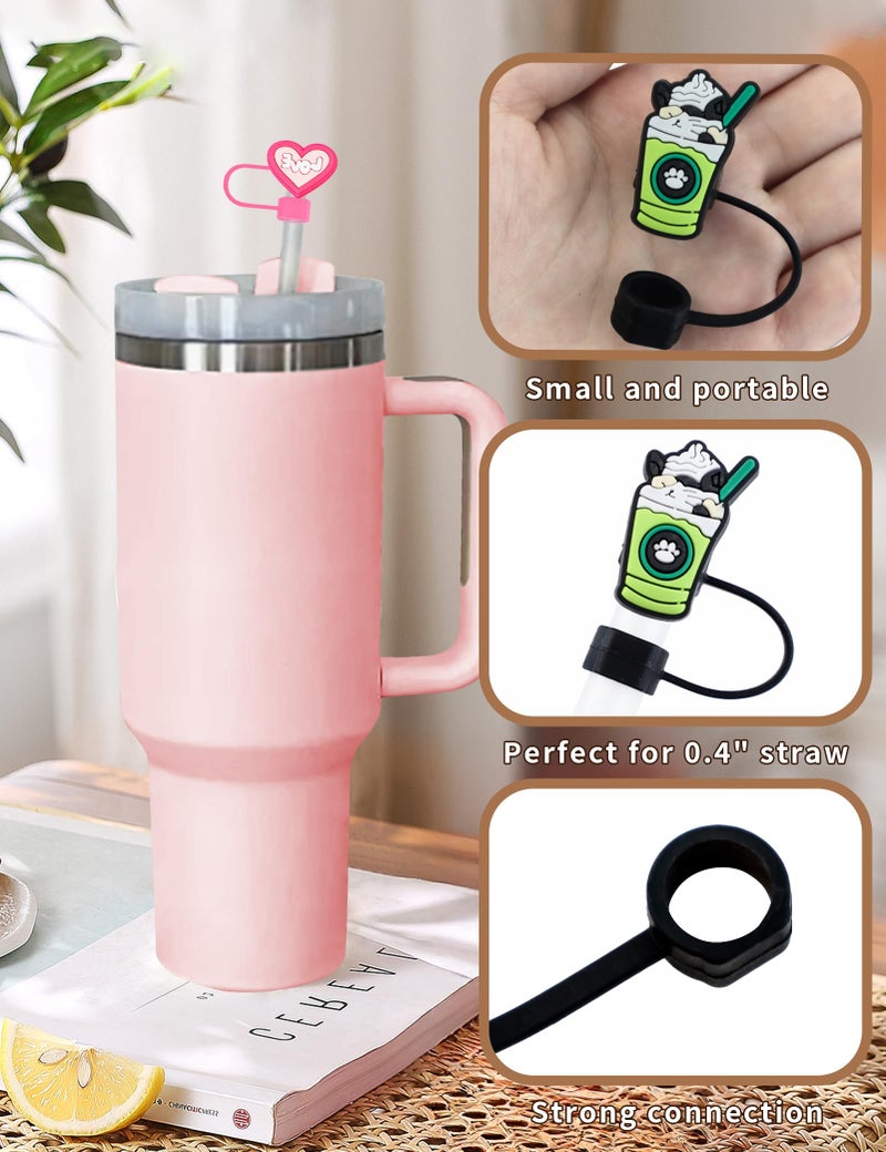 YETOOME 20Pcs Random Different Straw Cover Toppers for Stanley 30&40 oz Tumbler Cute Cartoon Straw Covers Cap 10mm/0.4in Dust-Proof Reusable Lids - Image 3
