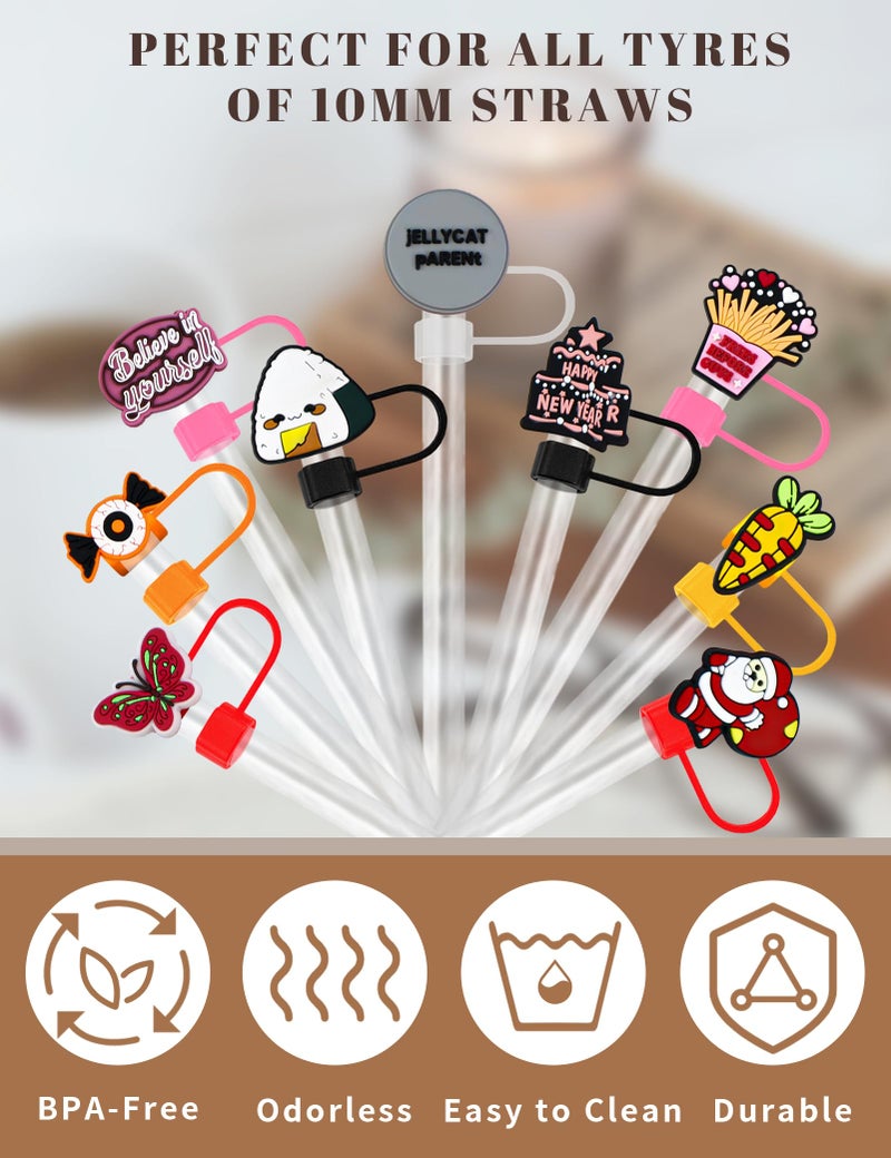 YETOOME 20Pcs Random Different Straw Cover Toppers for Stanley 30&40 oz Tumbler Cute Cartoon Straw Covers Cap 10mm/0.4in Dust-Proof Reusable Lids - Image 4