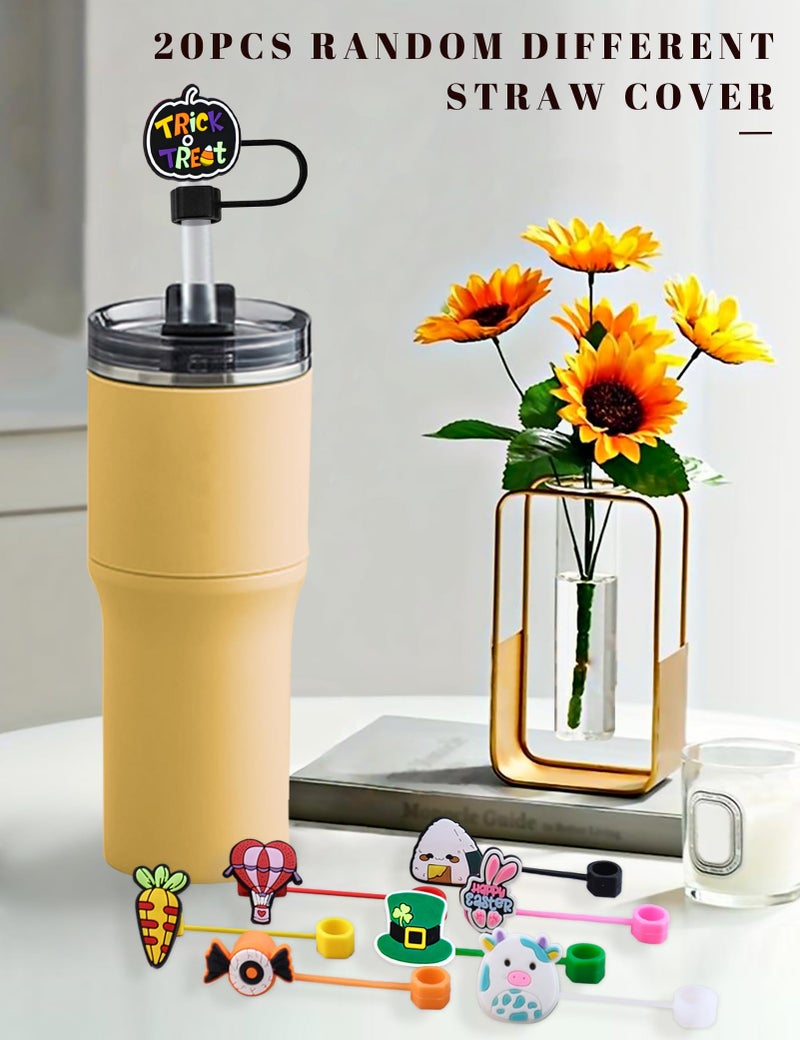 YETOOME 20Pcs Random Different Straw Cover Toppers for Stanley 30&40 oz Tumbler Cute Cartoon Straw Covers Cap 10mm/0.4in Dust-Proof Reusable Lids - Image 2