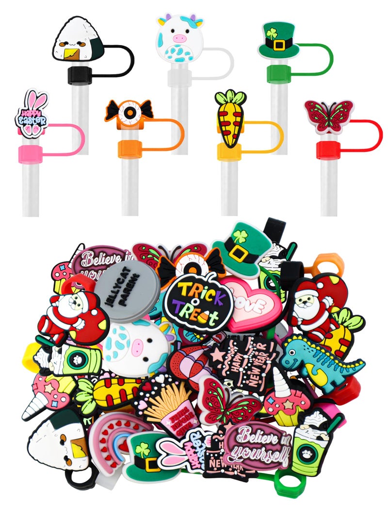 YETOOME 20Pcs Random Different Straw Cover Toppers for Stanley 30&40 oz Tumbler Cute Cartoon Straw Covers Cap 10mm/0.4in Dust-Proof Reusable Lids - Image 1