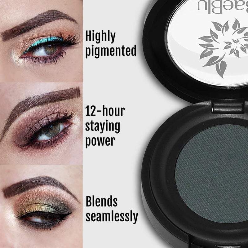 BaeBlu Hypoallergenic Eyeshadow Organic 100% Natural Finely Pressed Velvety Smooth Powder, Made in USA, Green Nebula - Image 2