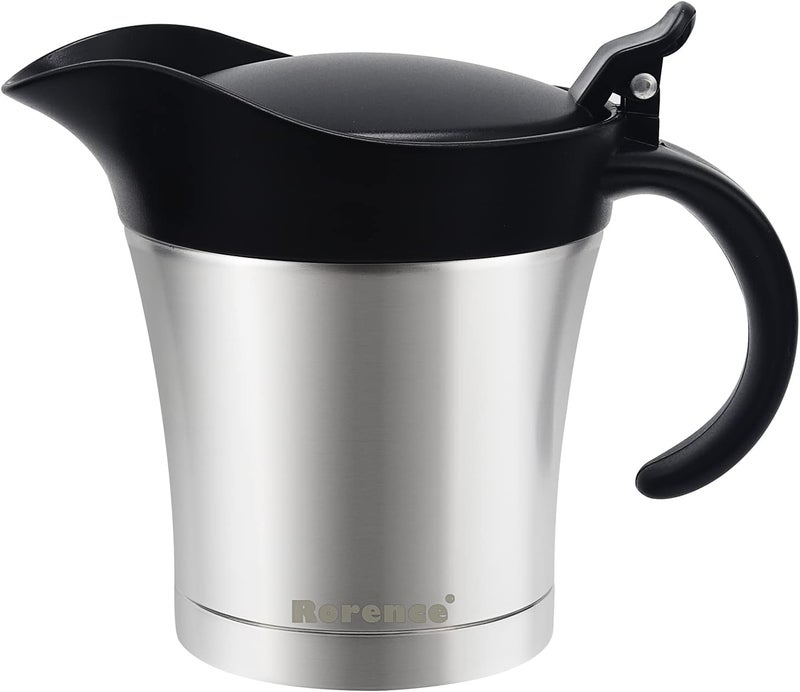Rorence Stainless Steel Double Insulated Gravy Boat With Lid/Sauce Jug 16 Ounce Capacity - Image 1