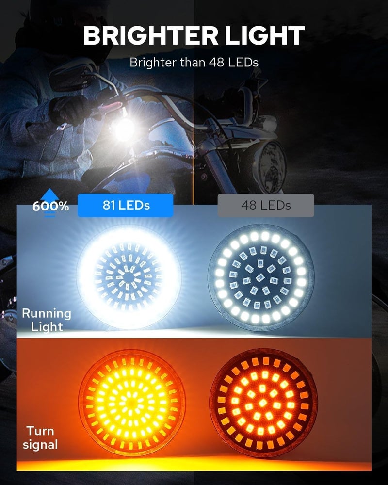 Benlari 1157 LED Turn Signals Front Rear 81 LED Lights Super Bright 1156 Bulbs Lens Kit 1986-2024 Compatible for Harley Davidson Touring Dyna Softail Sportster Street Glide Road Glide Iron 883 1200 - Image 2