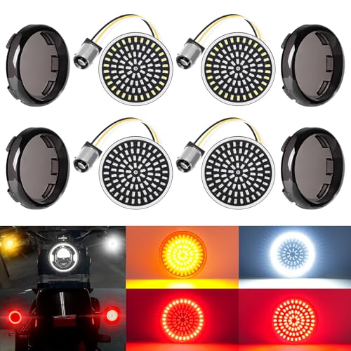 Benlari 1157 LED Turn Signals Front Rear 81 LED Lights Super Bright 1156 Bulbs Lens Kit 1986-2024 Compatible for Harley Davidson Touring Dyna Softail Sportster Street Glide Road Glide Iron 883 1200 - Image 1