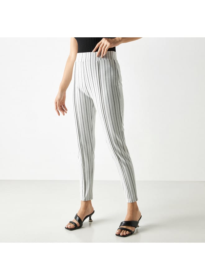 2Xtremz Striped Jacquard Treggings with Elasticised Waistband - Image 1
