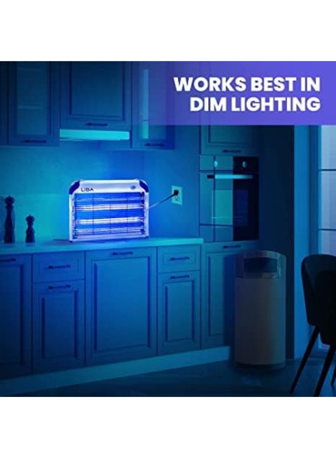 ليبا جهاز صاعق الحشرات الكهربائي، قاتل الحشرات والذباب بقوة 20 واط - قاتل البعوض والعث والدبابير للاستخدام الداخلي، طارد للذباب مع عبوتين من المصابيح البديلة وصينية قابلة للغسل - Image 2