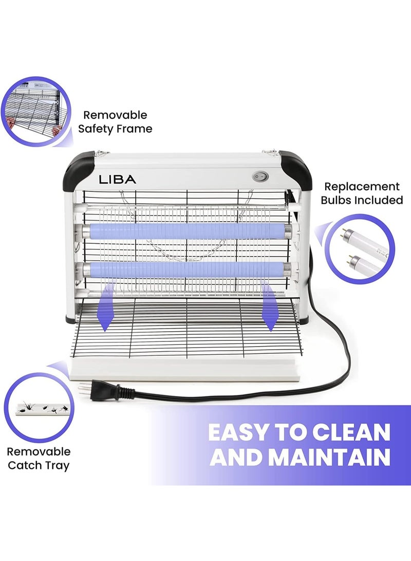 ليبا جهاز صاعق الحشرات الكهربائي، قاتل الحشرات والذباب بقوة 20 واط - قاتل البعوض والعث والدبابير للاستخدام الداخلي، طارد للذباب مع عبوتين من المصابيح البديلة وصينية قابلة للغسل - Image 5