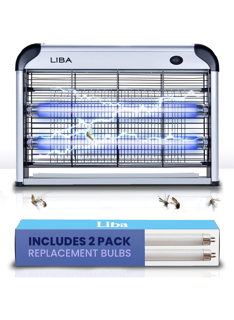 ليبا جهاز صاعق الحشرات الكهربائي، قاتل الحشرات والذباب بقوة 20 واط - قاتل البعوض والعث والدبابير للاستخدام الداخلي، طارد للذباب مع عبوتين من المصابيح البديلة وصينية قابلة للغسل - Image 1