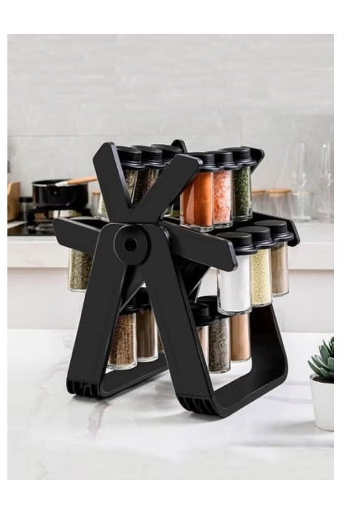 ميكسد طقم برطمان التوابل مع 18 برطمان توابل 360 درجة رف توابل دوران