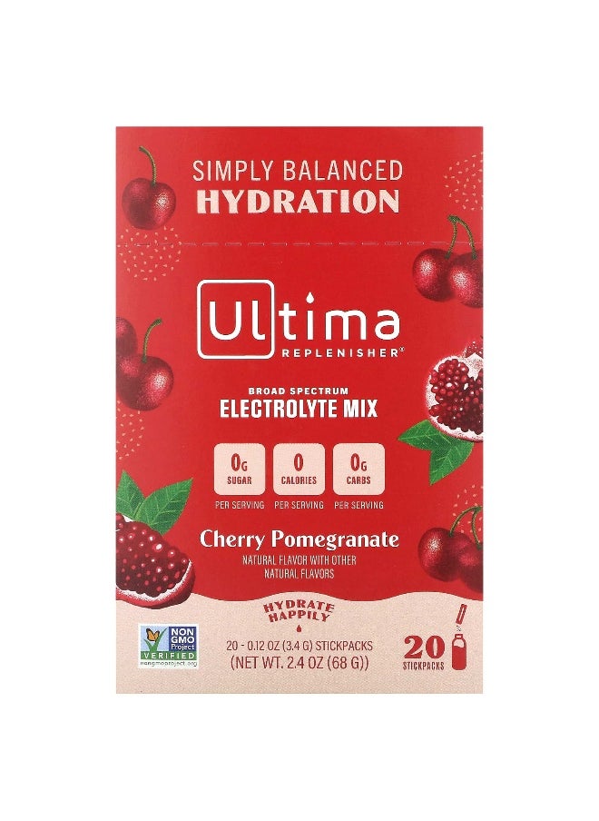 Ultima Replenisher Ultima Replenisher, Electrolyte Mix, Cherry Pomegranate, 20 StickPacks, 0.12 oz (3.4 g) Each  - Image 1