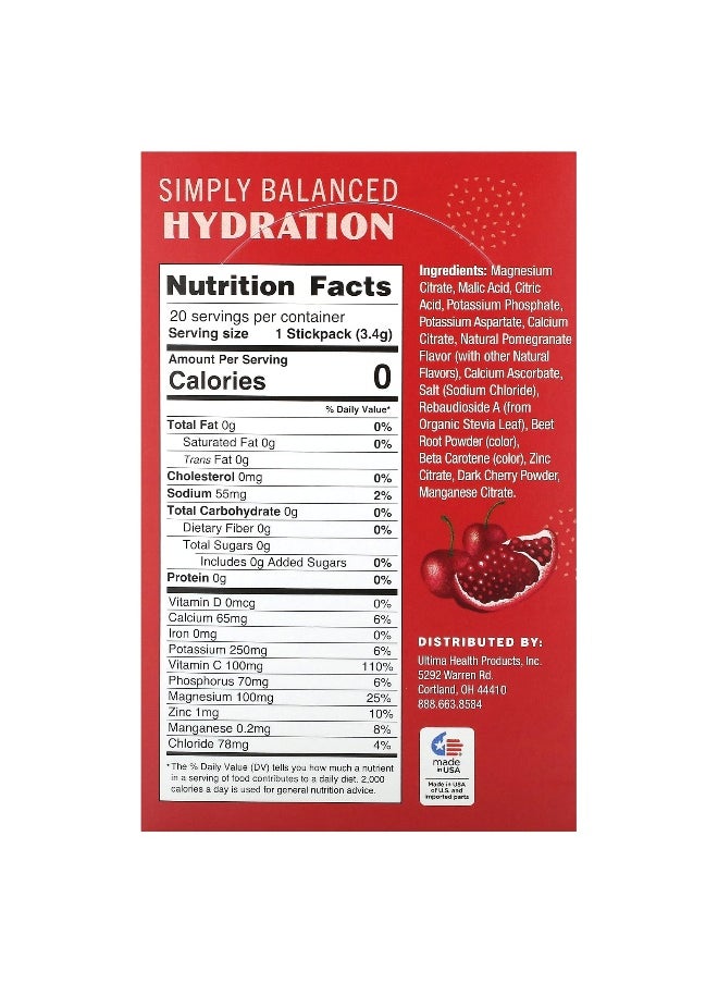 Ultima Replenisher Ultima Replenisher, Electrolyte Mix, Cherry Pomegranate, 20 StickPacks, 0.12 oz (3.4 g) Each  - Image 2