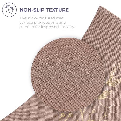 Sunshine Yoga Ascend Yoga Mat with Alignment Marks - Premium 6mm Thick, 72" x 24" Reversible Exercise Mat - Non Slip, Tear Resistant, Workout Mats for Pilates, Home, Studio, Gym, Floor Stretching - Golden Mocha - Printed - Image 3
