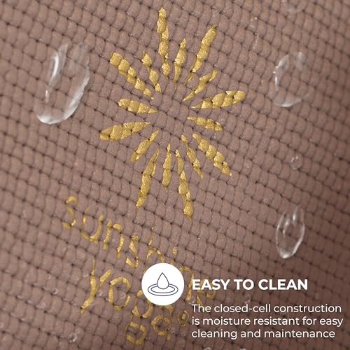 Sunshine Yoga Ascend Yoga Mat with Alignment Marks - Premium 6mm Thick, 72" x 24" Reversible Exercise Mat - Non Slip, Tear Resistant, Workout Mats for Pilates, Home, Studio, Gym, Floor Stretching - Golden Mocha - Printed - Image 4
