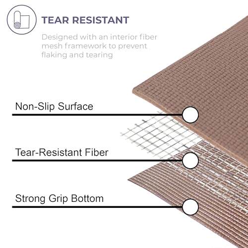 Sunshine Yoga Ascend Yoga Mat with Alignment Marks - Premium 6mm Thick, 72" x 24" Reversible Exercise Mat - Non Slip, Tear Resistant, Workout Mats for Pilates, Home, Studio, Gym, Floor Stretching - Golden Mocha - Printed - Image 5