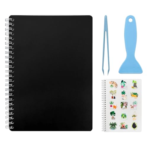 DHATMYC Reusable Sticker Book Collecting Album with 80 Sheets Blank Release Paper A5 Size Sticker Collection Storage Organizer for Adults with Tools (Black) - Image 1