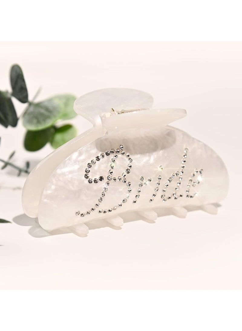 Goolsky مشبك شعر عروس 1 قطعة، مشبك شعر أكريليك أبيض، دبابيس موز، زينة حفلة توديع العزوبية، هدية وصيفة العروس - Image 1