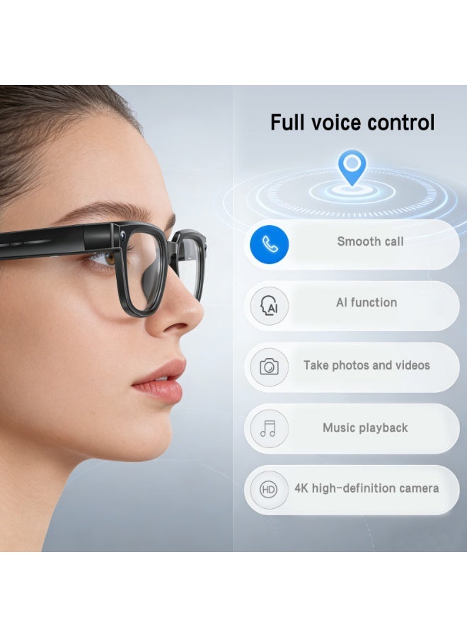 AI smart glasses with an 8MP camera, supporting video recording and photography, real-time translation of over 140 languages, ideal for travel and business trips (transparent with blue light protection). - Image 2