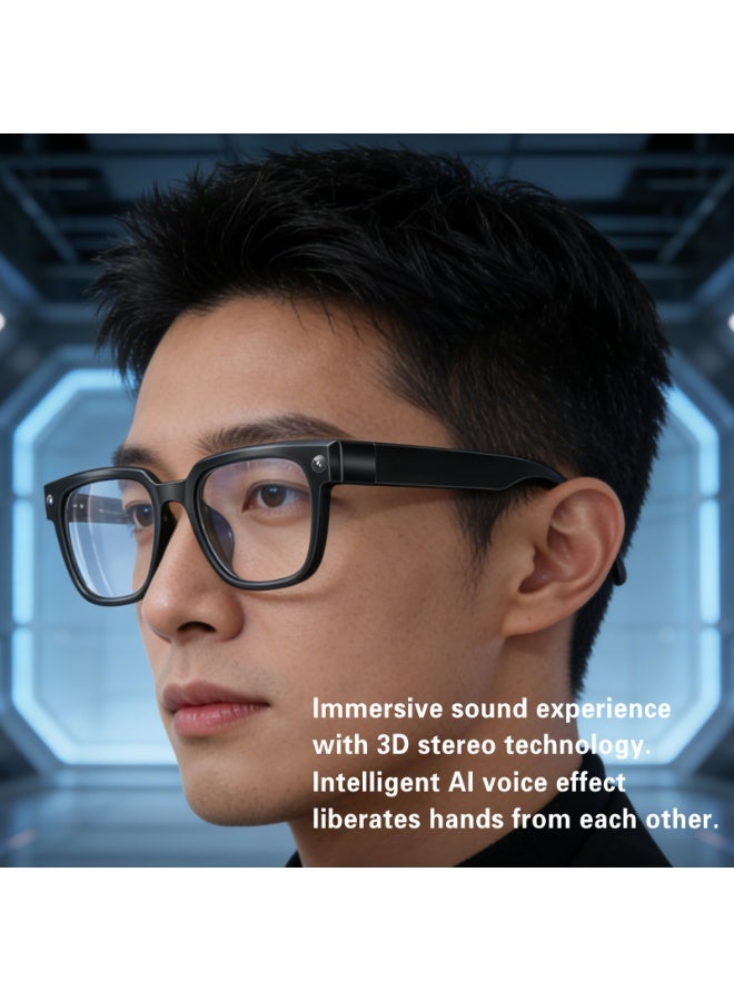 AI smart glasses with an 8MP camera, supporting video recording and photography, real-time translation of over 140 languages, ideal for travel and business trips (transparent with blue light protection). - Image 4