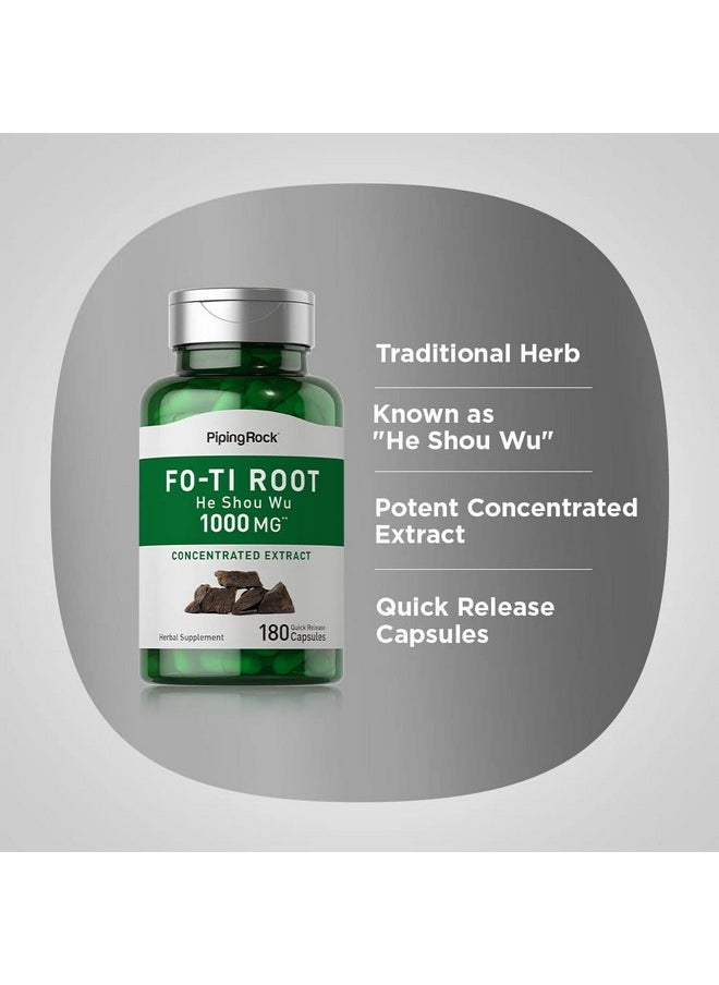 Piping Rock Foti Root 1000 Mg ; 180 Capsules ; High Strength Heshouwu ; Nongmo Gluten Free  - Image 5