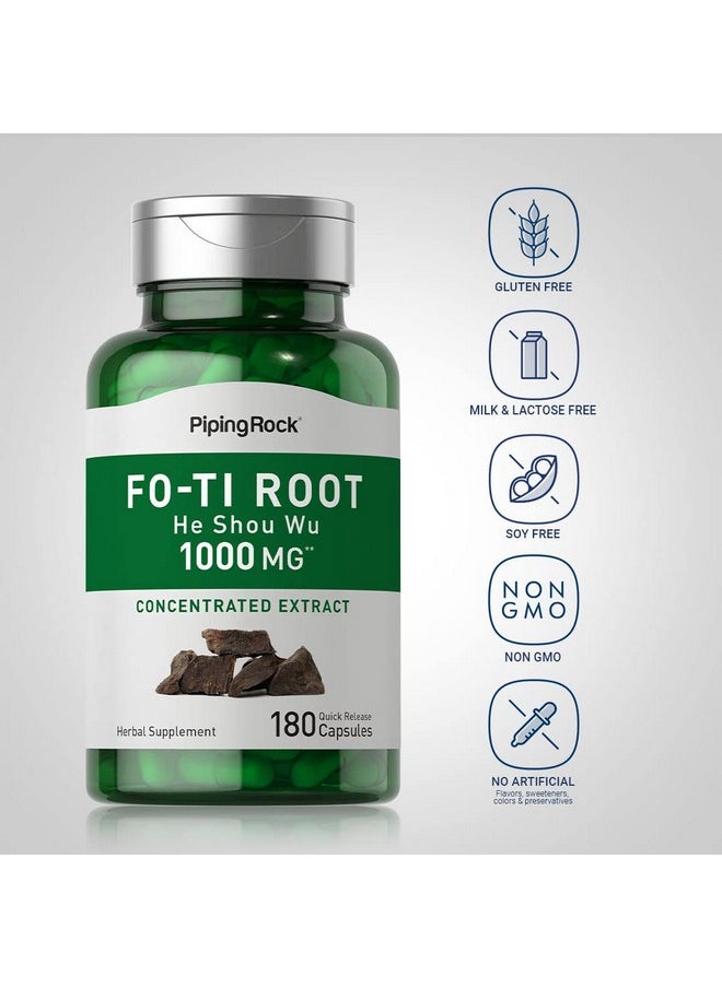 Piping Rock Foti Root 1000 Mg ; 180 Capsules ; High Strength Heshouwu ; Nongmo Gluten Free  - Image 4