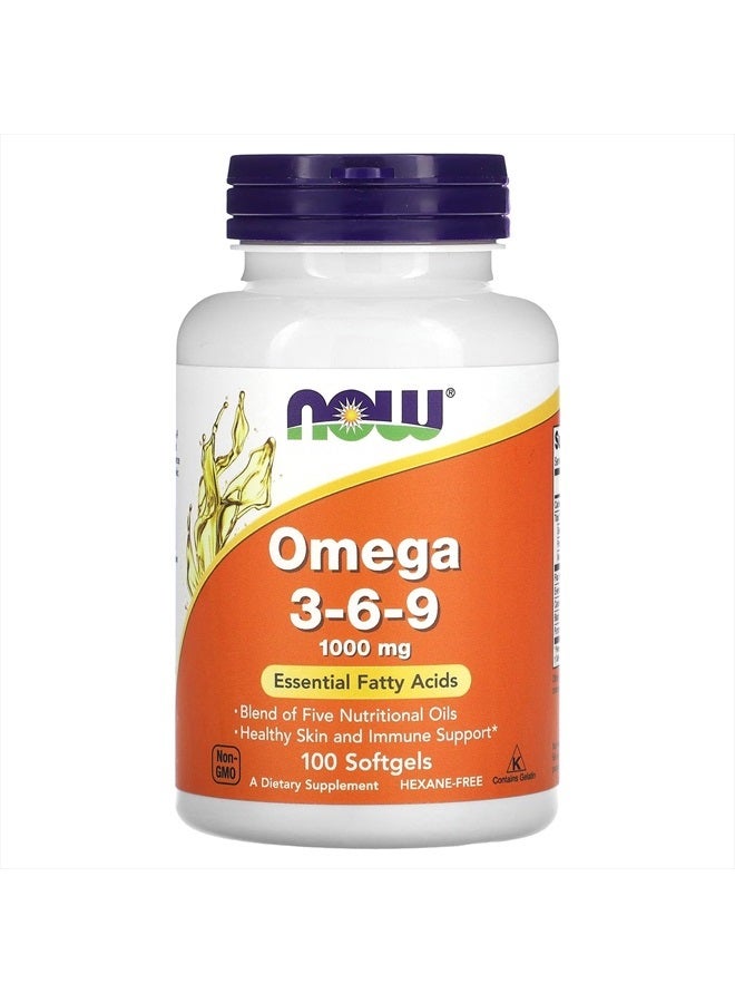 now Foods Omega 3-6-9, 1,000 mg, 100 Softgel  - Image 1