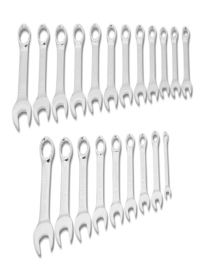Steelman 21-Piece Stubby Combination Wrench Set with Storage Roll, Metric & SAE, 12-Point, 1/4-3/4" and 8-19mm (82576) - Image 2