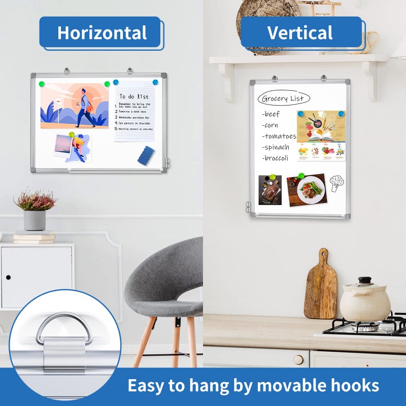 Tripollo لوحة بيضاء قابلة للمسح الجاف، 24 × 18 بوصة، لوحة مغناطيسية قابلة للمسح الجاف للحوائط، لوحة بيضاء بإطار ألمنيوم، لوحة كتابة للمنزل والفصل الدراسي والمكتب - Image 2