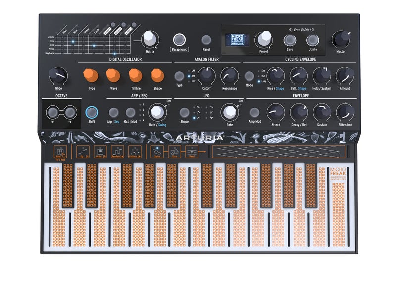 Arturia MicroFreak 25-key Paraphonic Hybrid Hardware Synth with Poly-aftertouch Flat Keyboard, Wavetable and Digital Oscillators, Analog Filters, Modulation Matrix, Arpeggiator, and Sequencer Black - Image 1
