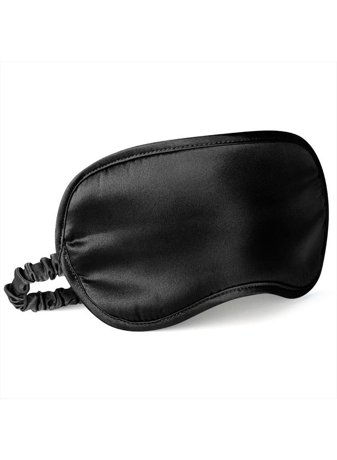 LULUSILK Mulberry Silk Sleep Eye Mask Blindfold with Elastic Strap Headband, Soft Eye Cover Eyeshade for Night Sleeping, Travel, Nap(Black), Pack of 1 - Image 1