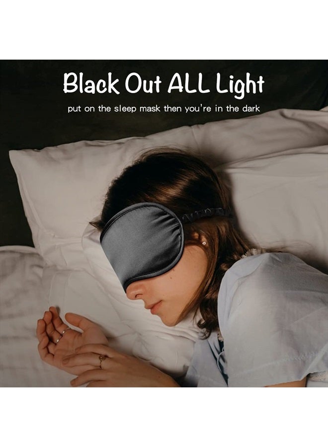 LULUSILK Mulberry Silk Sleep Eye Mask Blindfold with Elastic Strap Headband, Soft Eye Cover Eyeshade for Night Sleeping, Travel, Nap(Black), Pack of 1 - Image 3