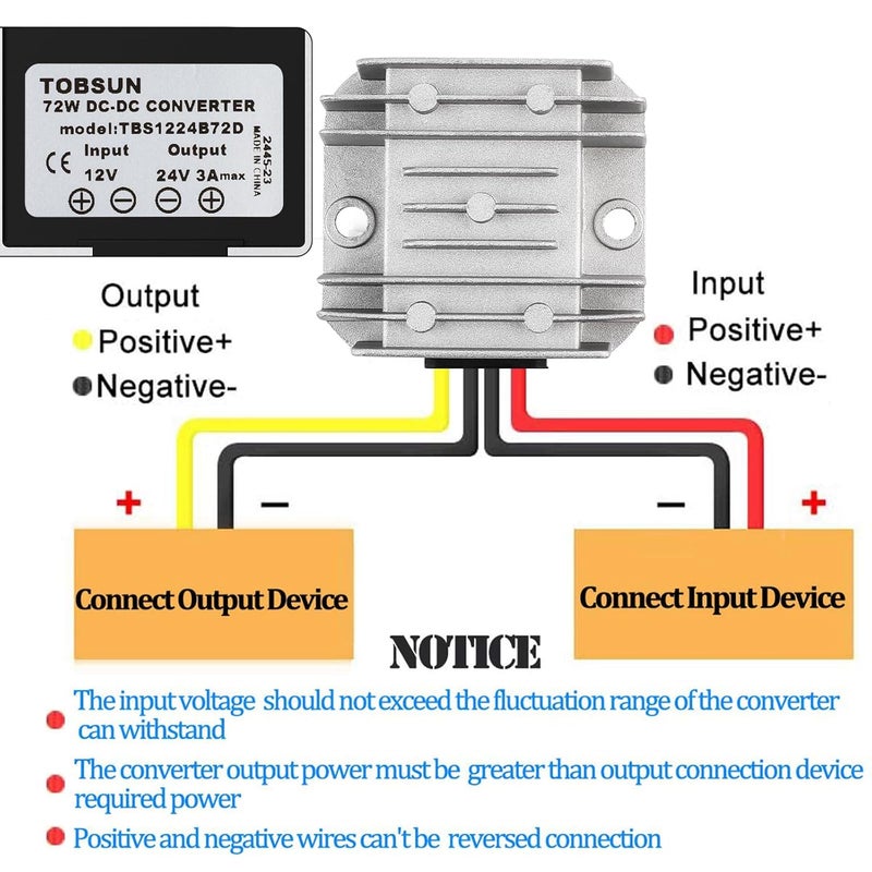 SUPERNIGHT DC 12V Step Up to 24V 3A Boost Converter 72W DC Voltage Regulator Power Converter Waterproof Module Transformer for Golf Cart Club Car Recreational Vehicle - Image 2