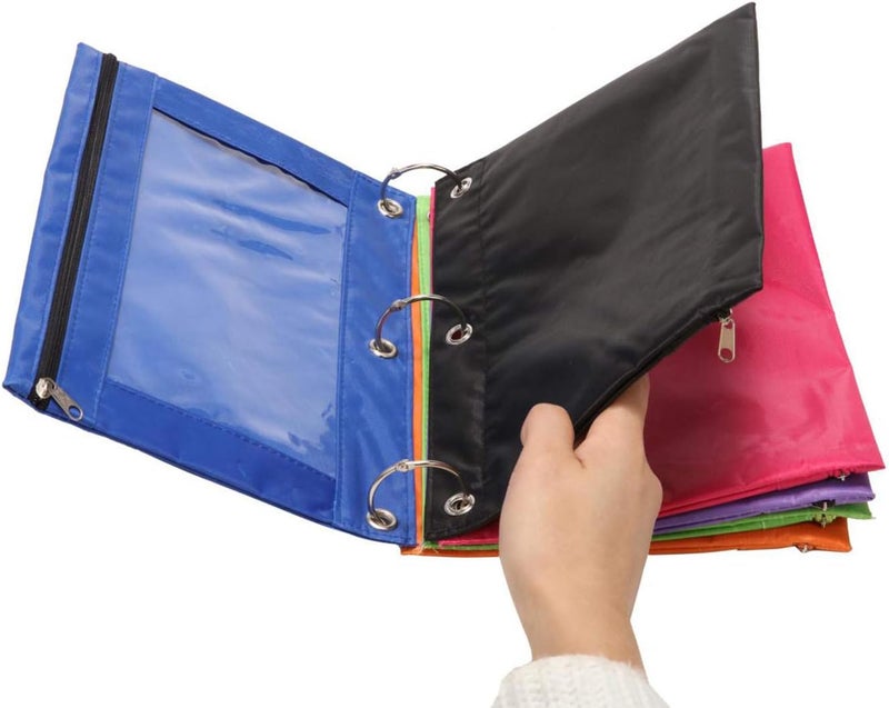 SdeFe Store Zippered Pen Pencil Binder Pouch 3 Rings with Clear Window for School Classroom Organizers 8 Pcs (Green) - Image 3