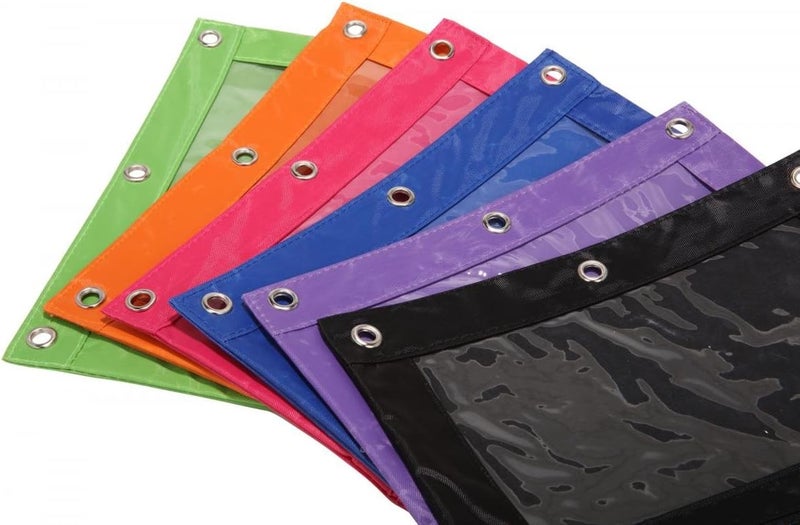 SdeFe Store Zippered Pen Pencil Binder Pouch 3 Rings with Clear Window for School Classroom Organizers 8 Pcs (Green) - Image 4