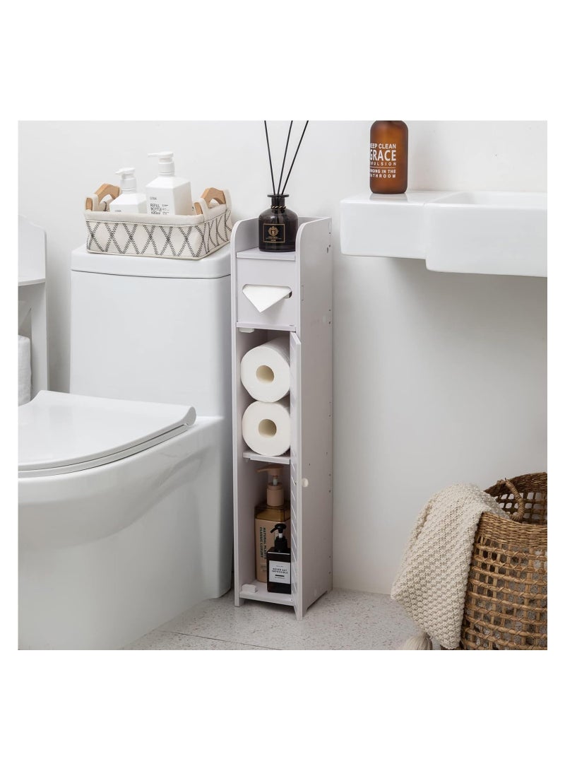 إي وورلد "خزانة الزاوية الأرضية باللون الأبيض من PVC عالي الجودة بتصميم مقاوم للماء وخفيف الوزن، تتميز بأبواب ورفوف وتصميم نحيف مثالي لخزانة المرحاض وتخزين المناشف وحامل الورق." - Image 4