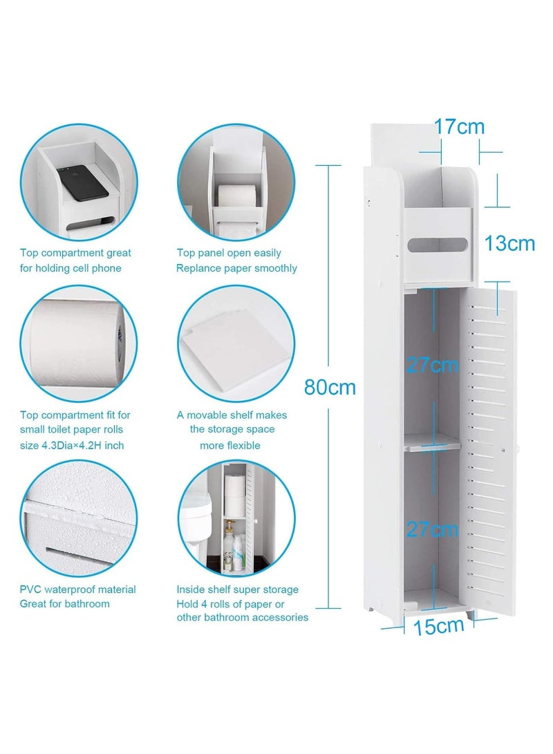 إي وورلد "خزانة الزاوية الأرضية باللون الأبيض من PVC عالي الجودة بتصميم مقاوم للماء وخفيف الوزن، تتميز بأبواب ورفوف وتصميم نحيف مثالي لخزانة المرحاض وتخزين المناشف وحامل الورق." - Image 2