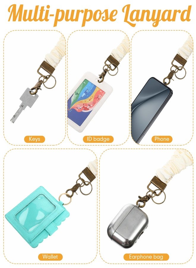 Geyoga Scrunchie Lanyards for ID Card and Keys Scrunchy Cute Neck Keychain With Clip Closure Stretchy Lanyards For Teacher (White) - Image 5
