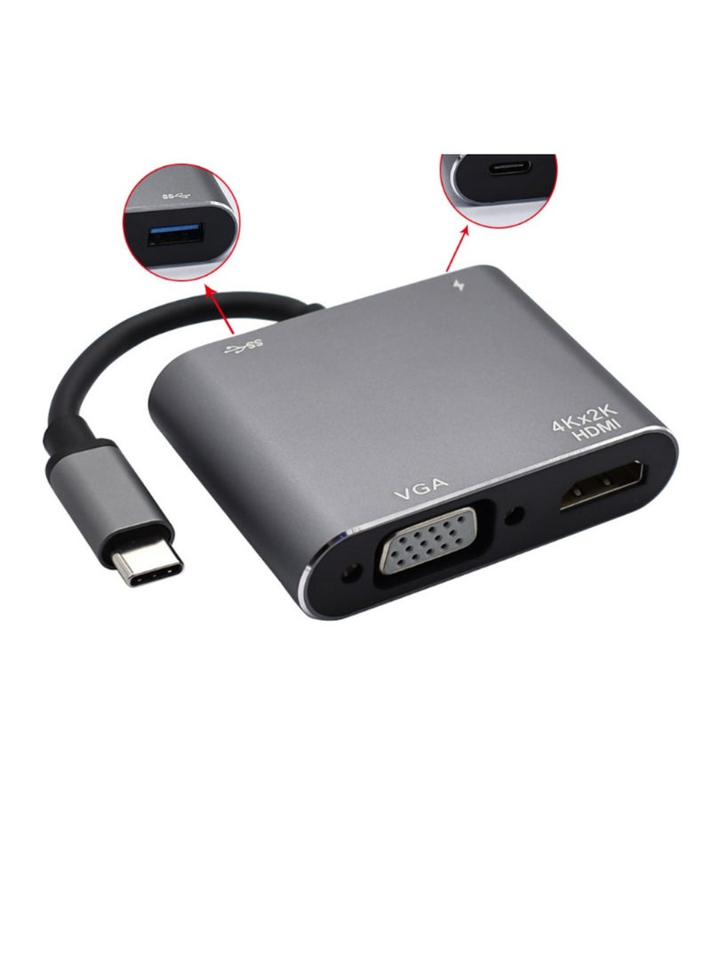 Generic USB C to HDMI Adapter, Hub, 4-in-1 USB Type C Docking Station, HDMI+VGA+USB3.0+PD100W  - Image 3