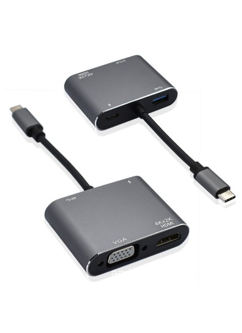 USB C to HDMI Adapter, Hub, 4-in-1 USB Type C Docking Station, HDMI+VGA+USB3.0+PD100W
