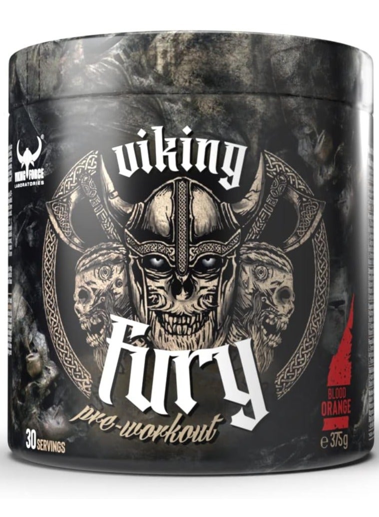 VIKING FORCE LABORATORIES Viking Fury - Blood Orange Flavour Pre-workout energy booster, 375g pack, 30 servings - Image 1
