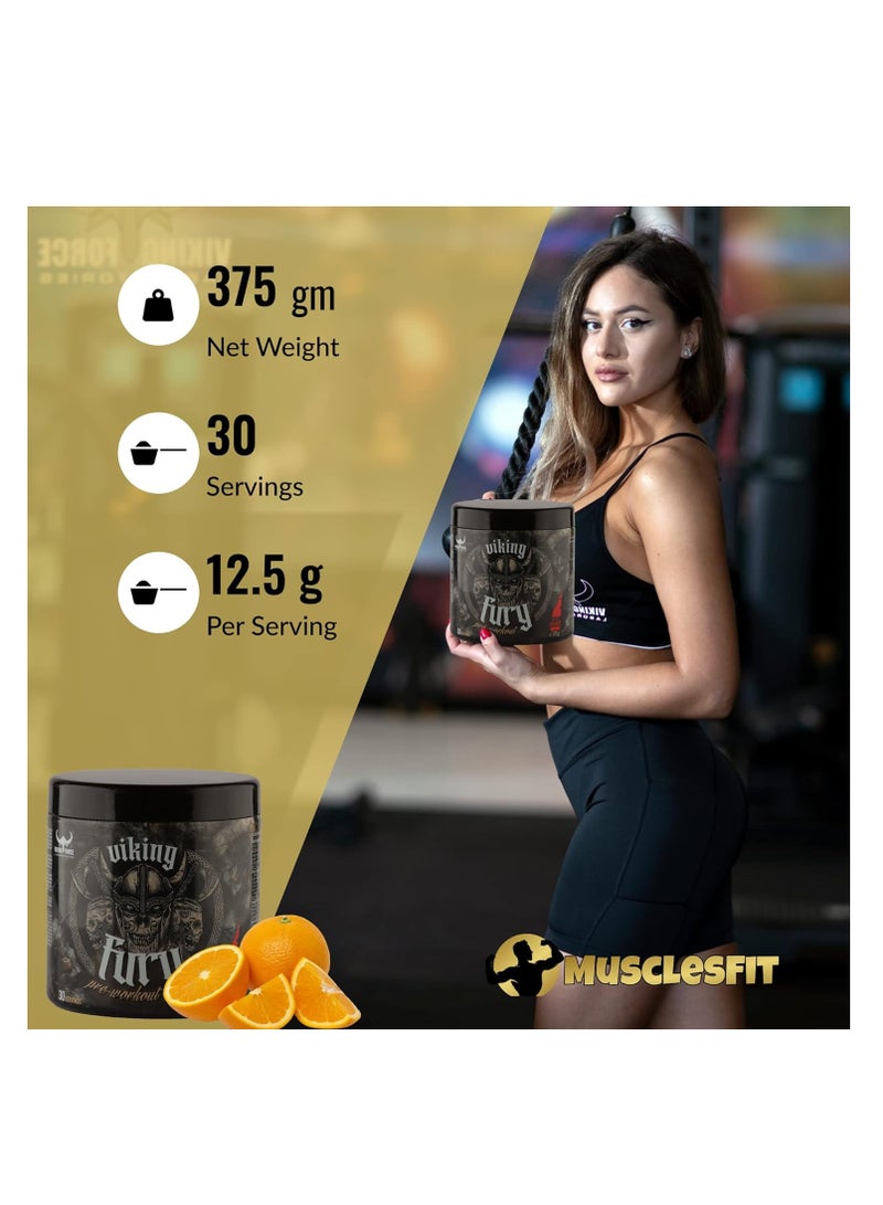 VIKING FORCE LABORATORIES Viking Fury - Blood Orange Flavour Pre-workout energy booster, 375g pack, 30 servings - Image 5