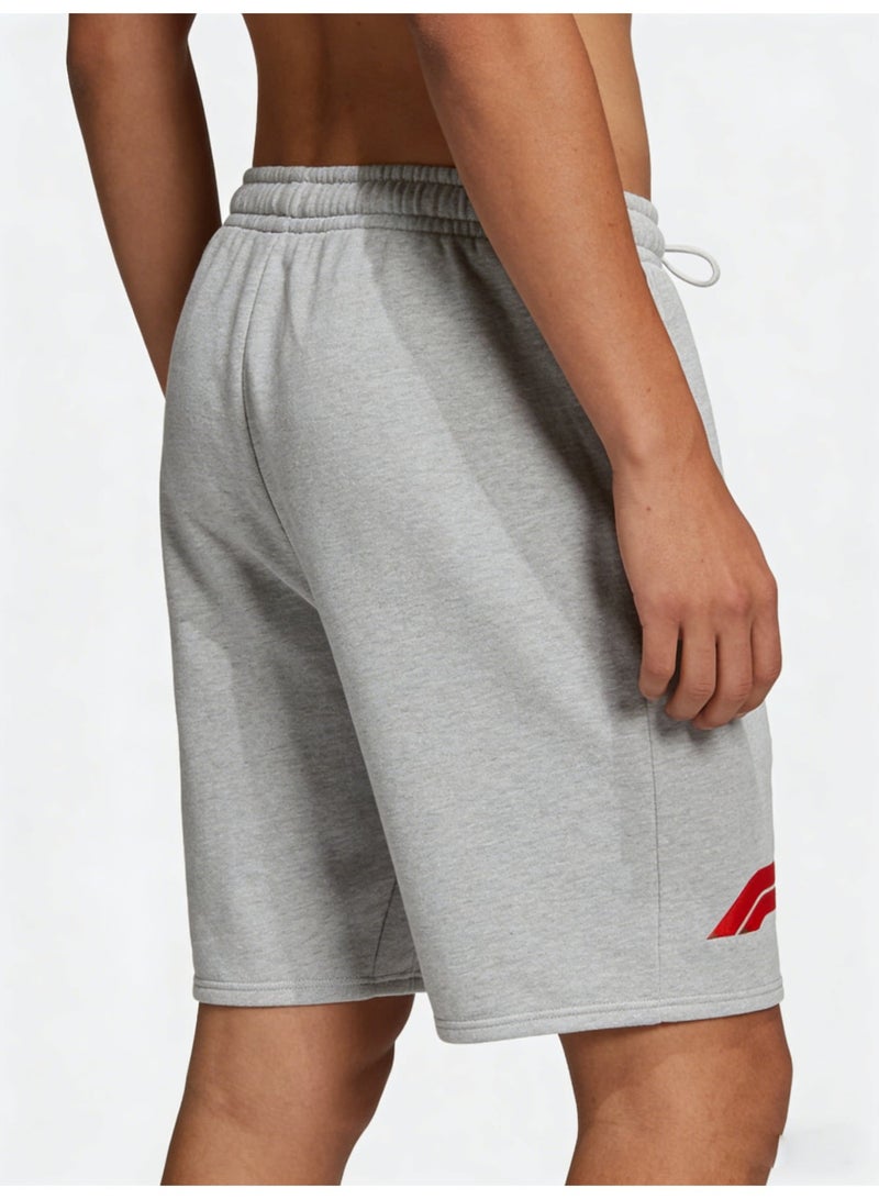 اف 1 F1 Official Gray Sweat Shorts - Red Logo Graphic Casual Sports Shorts with Drawstring Waist for Motorsport Fans & Daily Wear - Image 1